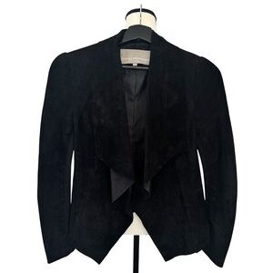 Bod & Christensen Black Suede Leather Jacket XS - Drape Front, Genuine Suede